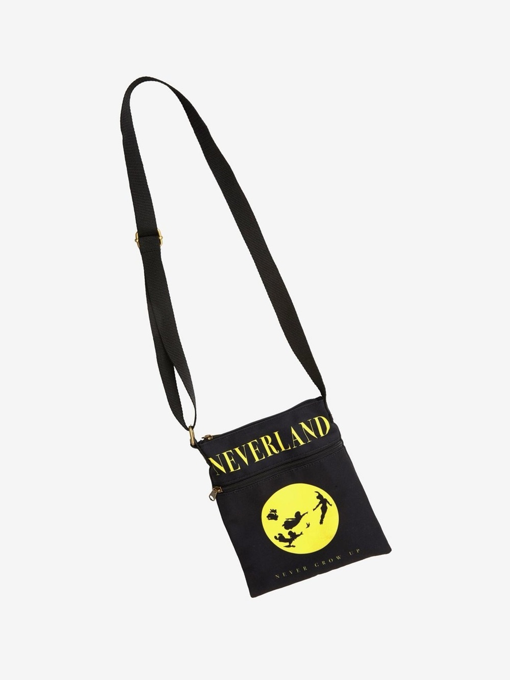 Disney Peter Pan Never Land Black Passport Crossbody Bag